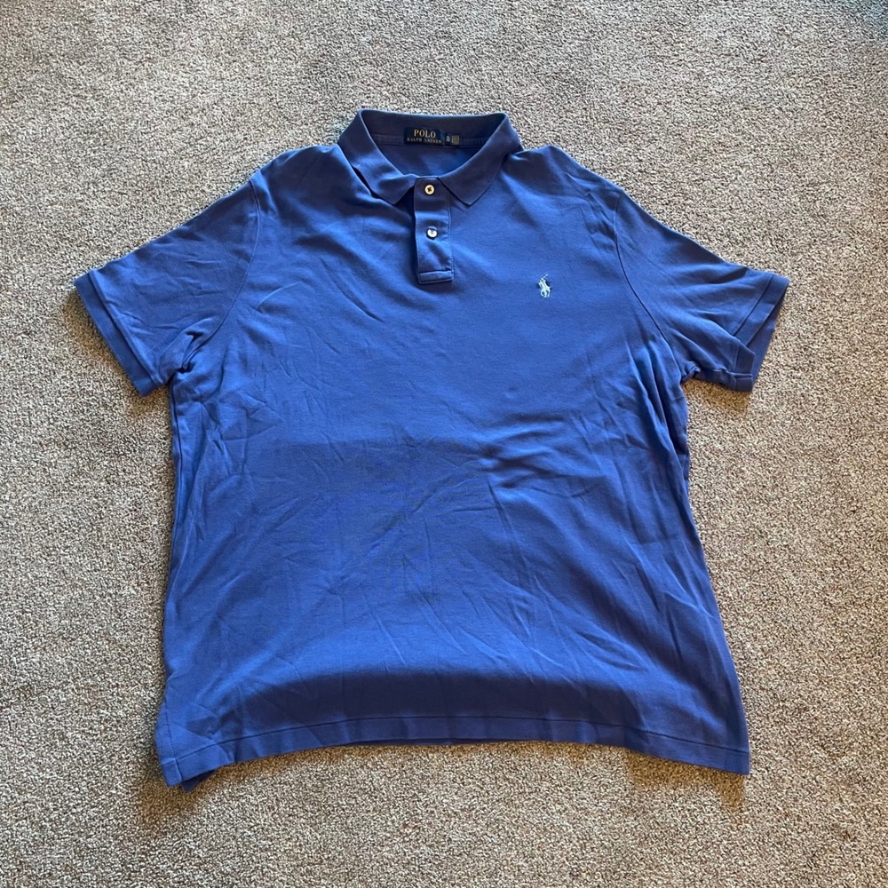 Mens Polo Ralph Lauren Polo XL Blue Excellent Short Sleeve Pony Logo Pique